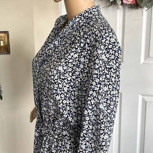 Brand New Lauren Ralph Lauren Paisley Floral 3/4 Sleeve Button Up Collared Dress - Picture 9 of 13